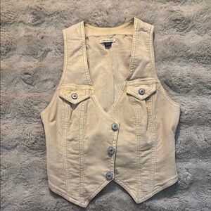 American Eagle Cream Denim Vest